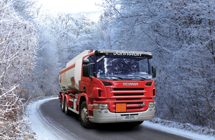 Tanker Photoshopped into winter road and now facing right instead of left