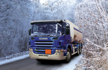 Example of tanker in blue livery on winter road