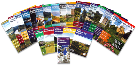 Some of the guides designed and artworked by Kaz in the VisitScotland regional guides series during 2012, 2013 and 2014